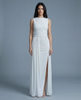 Alessia White Ruched High Slit Maxii Dress NOJESSIA