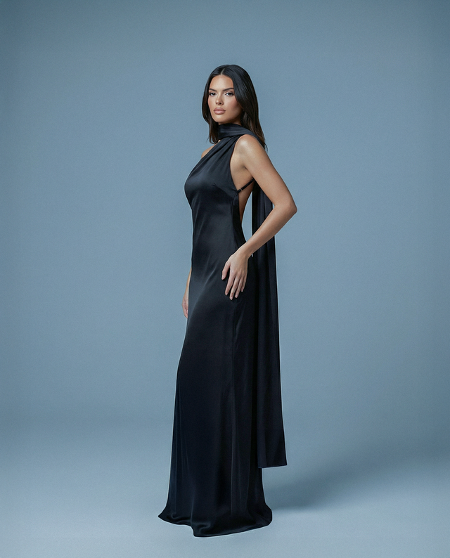 Elyra Asymmetric Drape Gown
