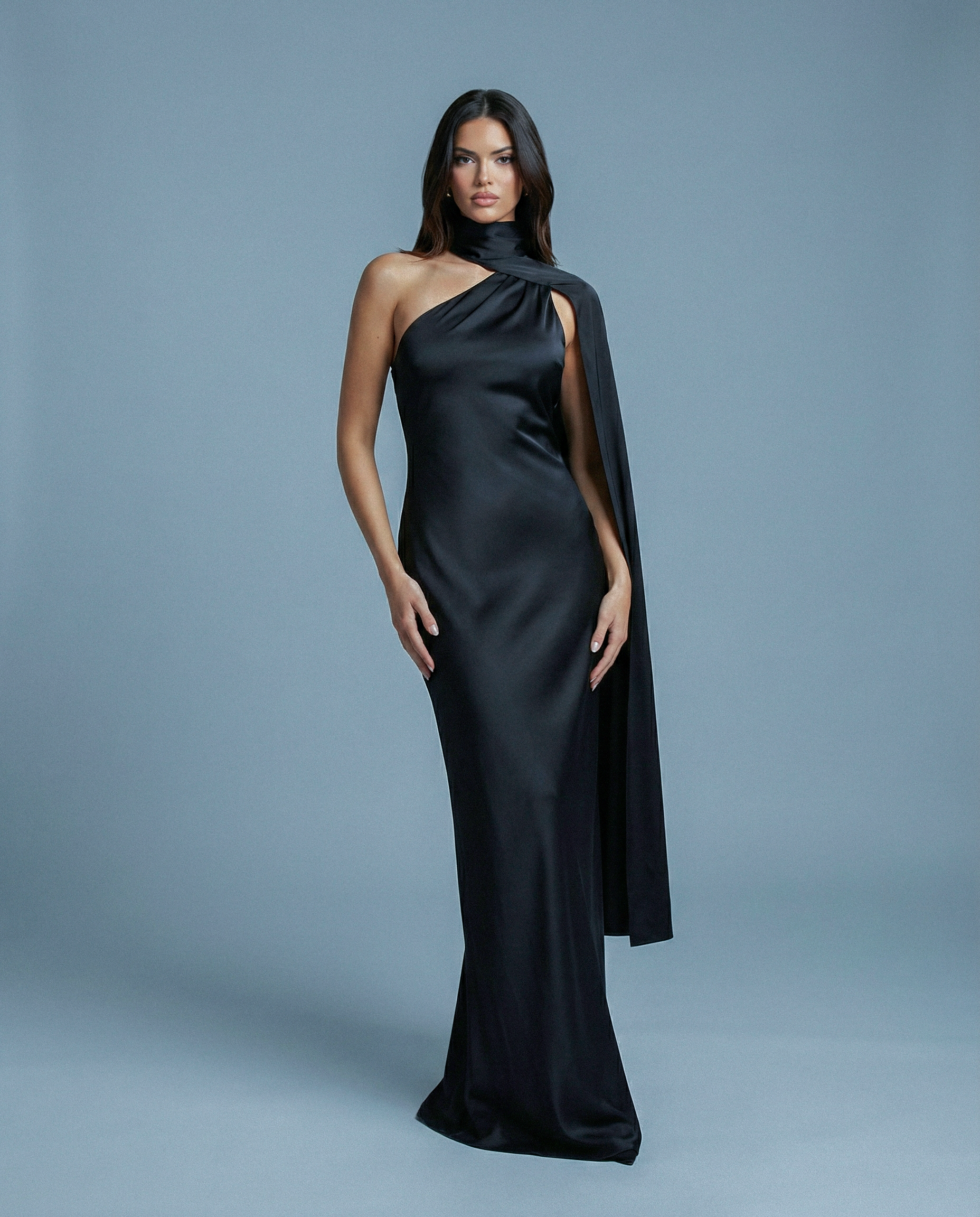 Elyra Asymmetric Drape Gown NOJESSIA