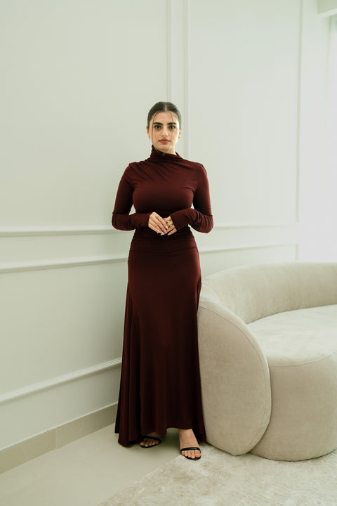 Wine Silhouette Maxi Dress