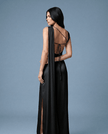 Aerelle Noir Black Chiffon Fall Backless - XS | NOJESSIA