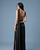 Aerelle Noir Black Chiffon Fall Backless NOJESSIA