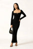 Black crystal embellished Sculpt Dress - Black | NOJESSIA