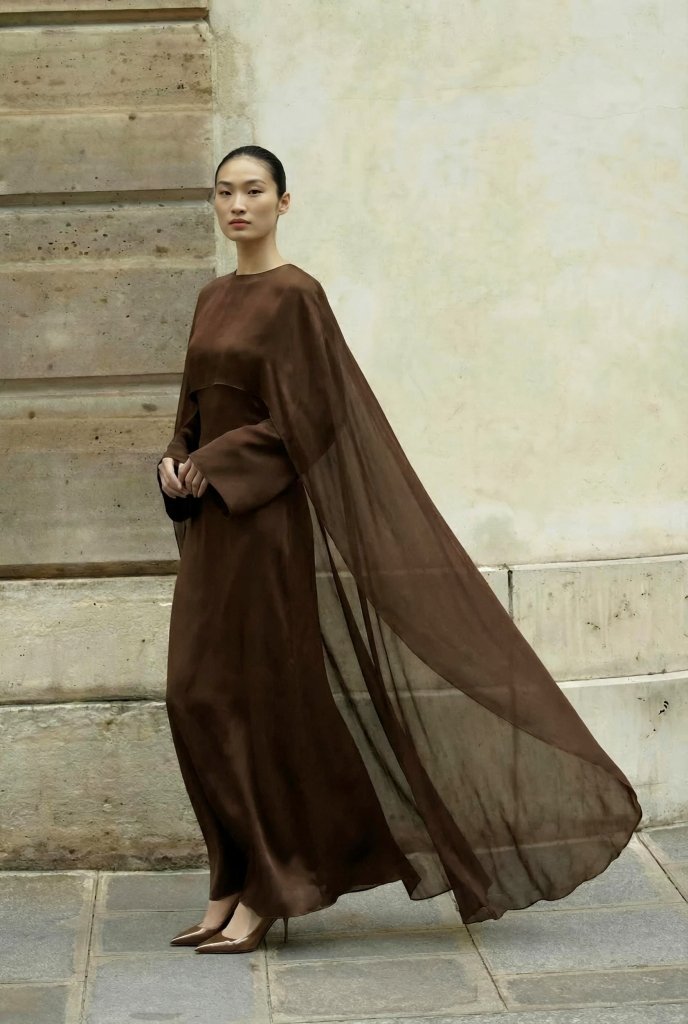Cocoa Veil Cape Maxi - S | NOJESSIA