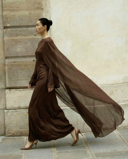 Cocoa Veil Cape Maxi - S | NOJESSIA