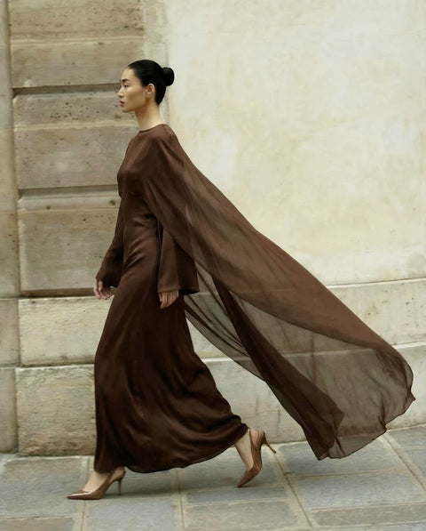 Cocoa Veil Cape Maxi - S | NOJESSIA