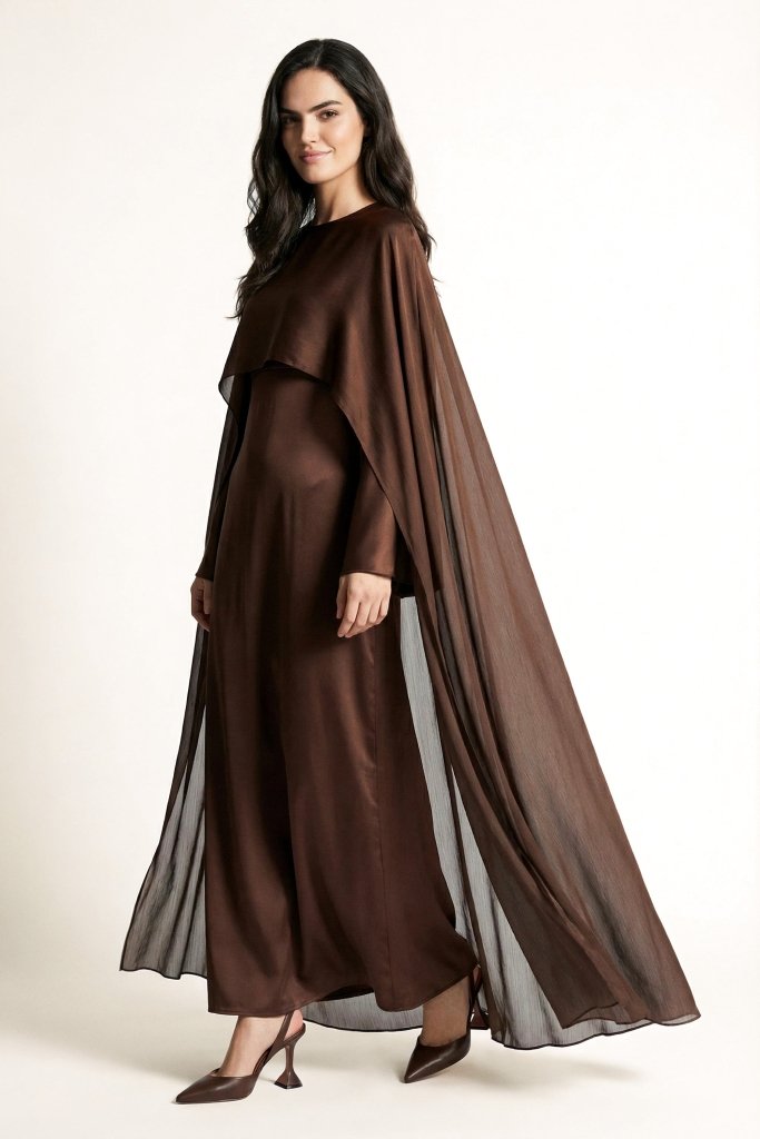 Cocoa Veil Cape Maxi - S | NOJESSIA