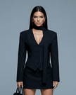Elara Sculpted Waist Blazer Black - S | NOJESSIA