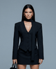 Elara Sculpted Waist Blazer Black - S | NOJESSIA