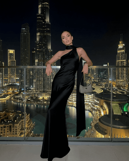 Elyra Asymmetric Drape Gown - XS | NOJESSIA