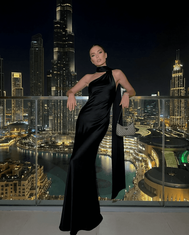 Elyra Asymmetric Drape Gown - XS | NOJESSIA