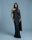 Elyra Asymmetric Drape Gown - XS | NOJESSIA