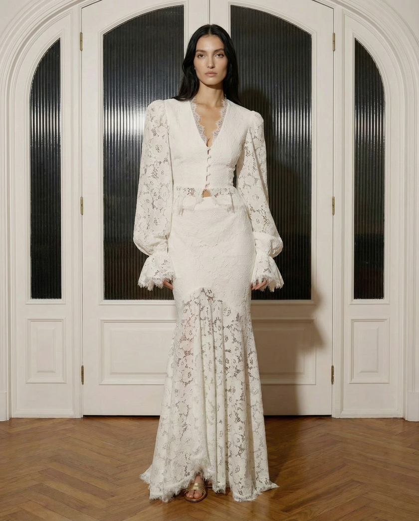 Elara Sculpted Lace Mermaid Gown NOJESSIA