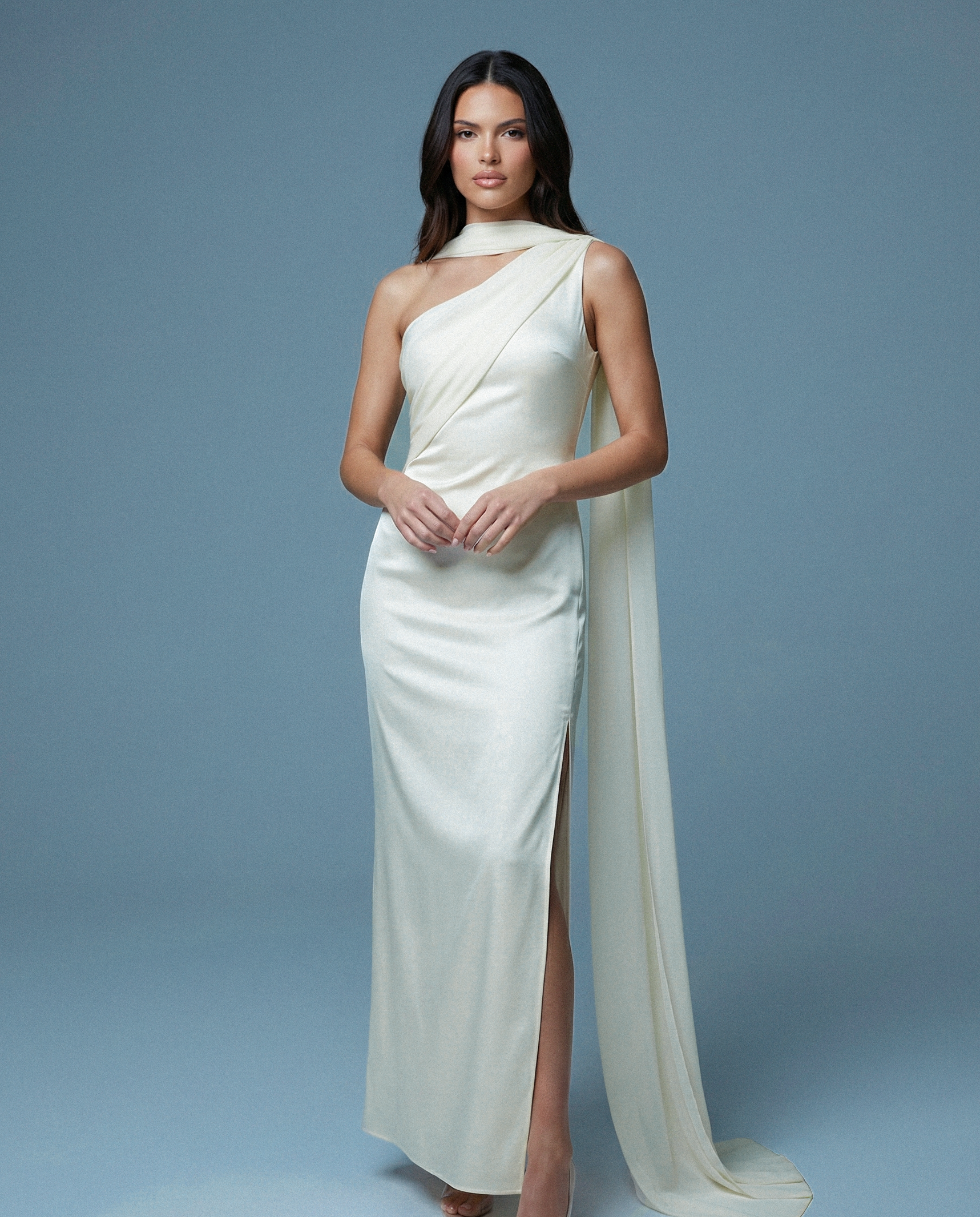 Aerelle Ivory Chiffon Fall Backless
