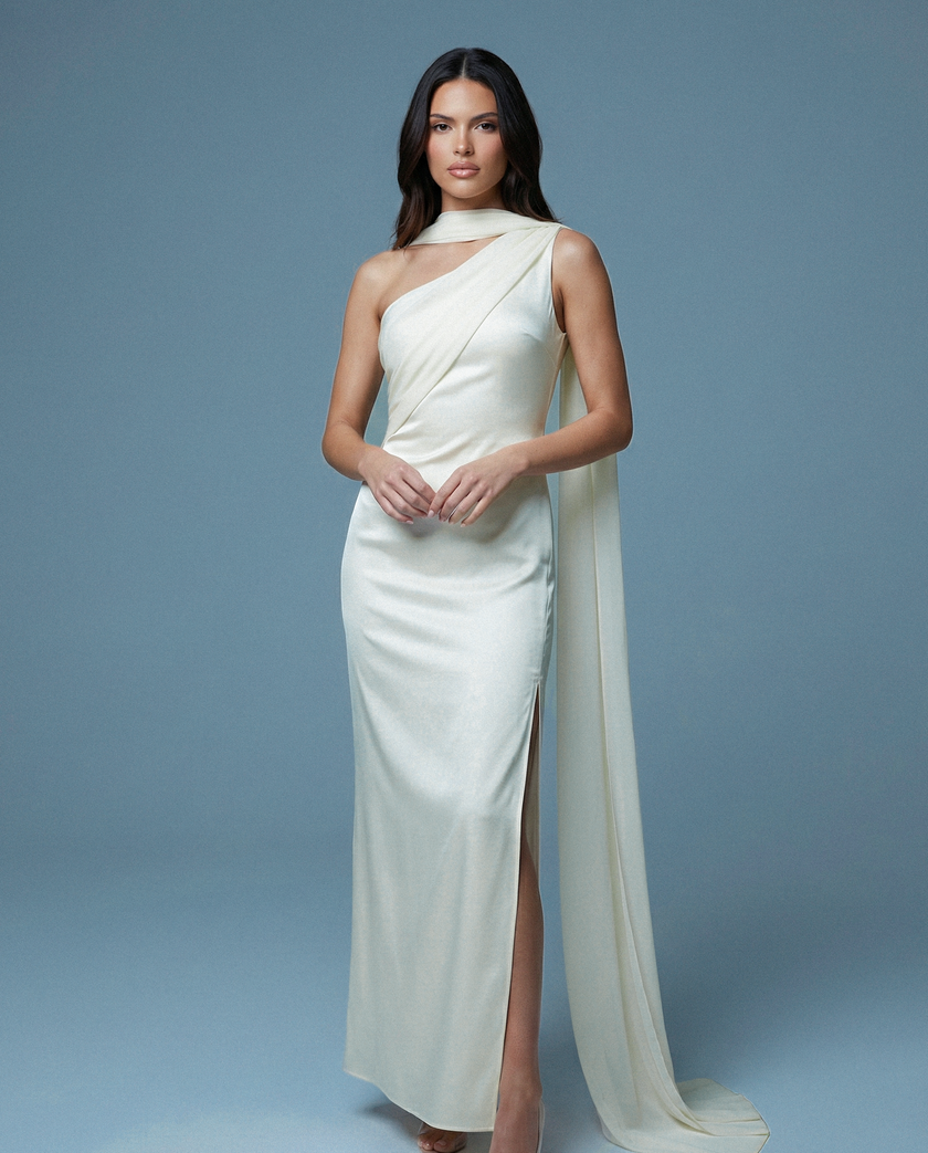Aerelle Ivory Chiffon Fall Backless