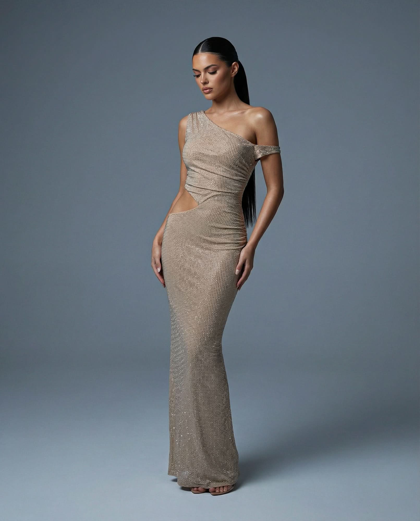 Diamond Cutout Fishtail Gown