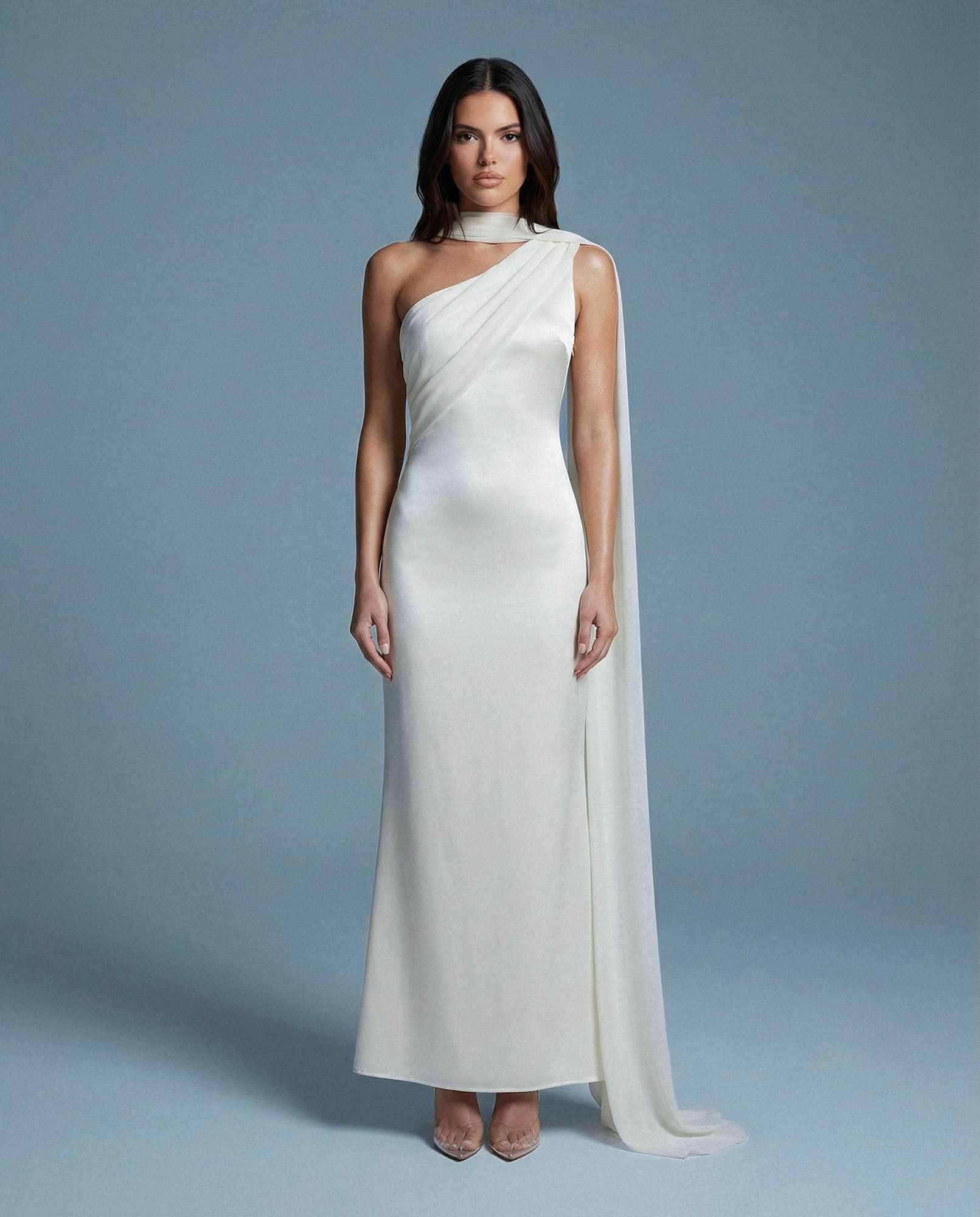 Aerelle Ivory Chiffon Fall Backless