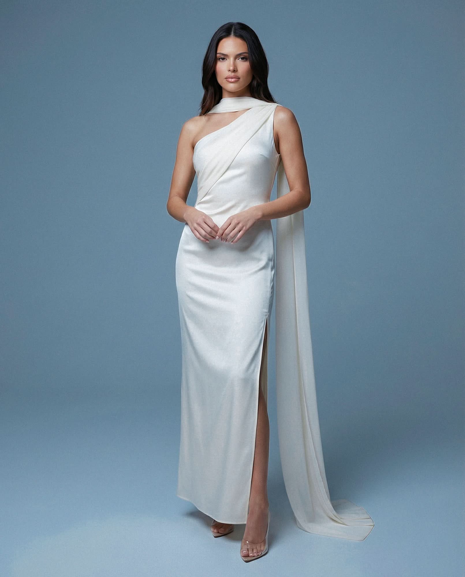 Aerelle Ivory Chiffon Fall Backless