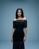 Ruched Mesh Gown off shoulder