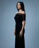 Ruched Mesh Gown Off shoulder NOJESSIA