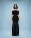 Ruched Mesh Gown off shoulder