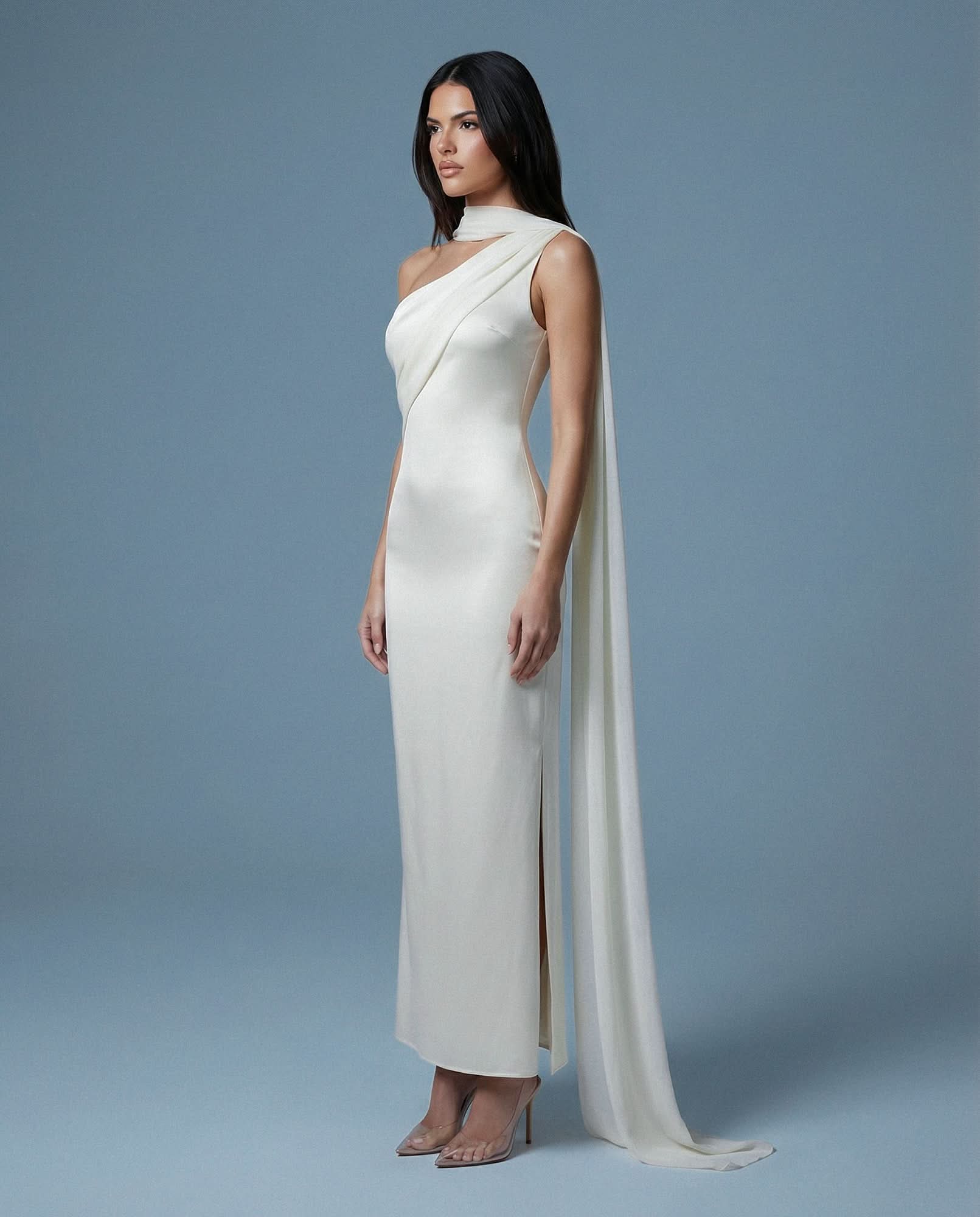 Aerelle Ivory Chiffon Fall Backless