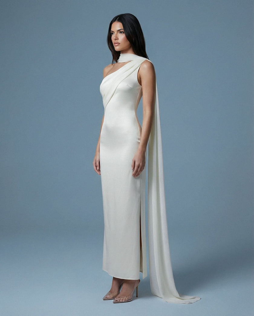 Aerelle Ivory Chiffon Fall Backless