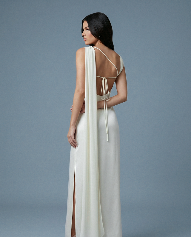 Aerelle Ivory Chiffon Fall Backless