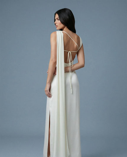 Aerelle Ivory Chiffon Fall Backless