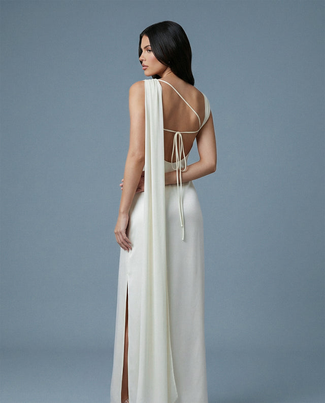 Aerelle Ivory Chiffon Fall Backless