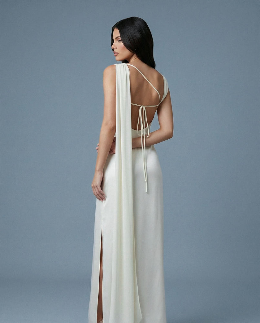 Aerelle Ivory Chiffon Fall Backless
