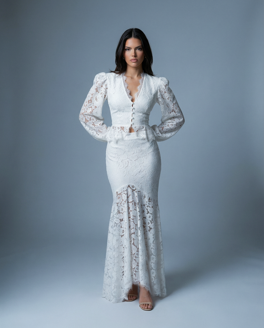 Elara Sculpted Lace Mermaid Gown NOJESSIA