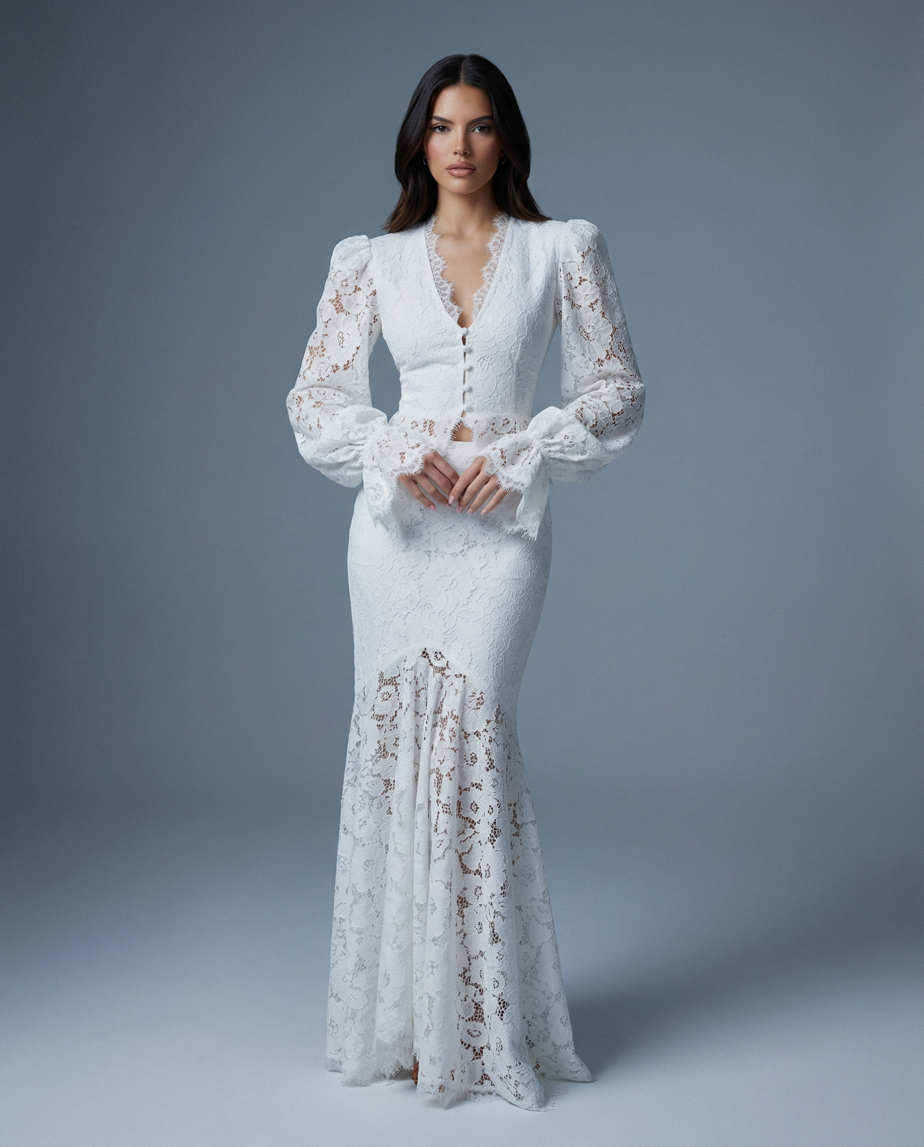 Elara Sculpted Lace Mermaid Gown