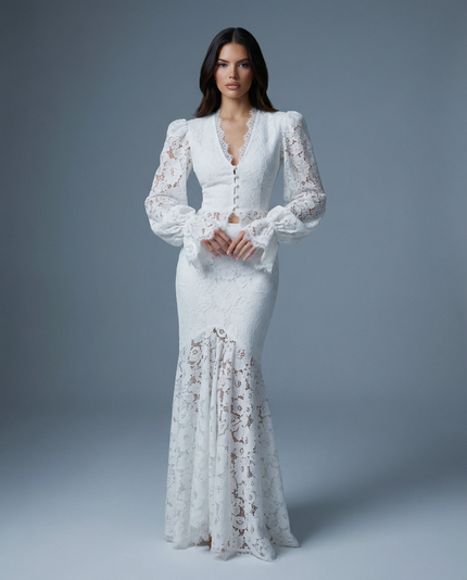Elara Sculpted Lace Mermaid Gown NOJESSIA