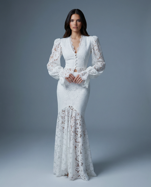 Elara Sculpted Lace Mermaid Gown NOJESSIA