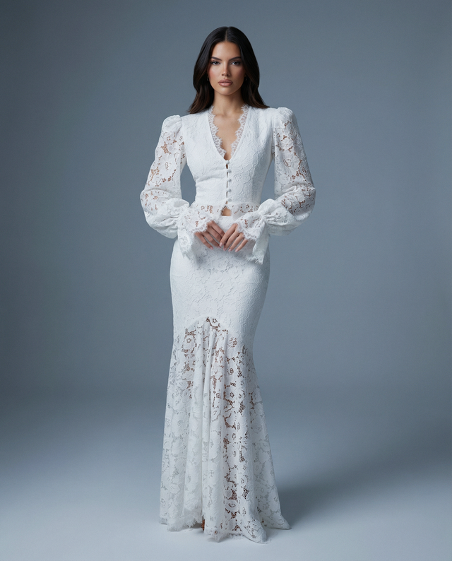 Elara Sculpted Lace Mermaid Gown NOJESSIA