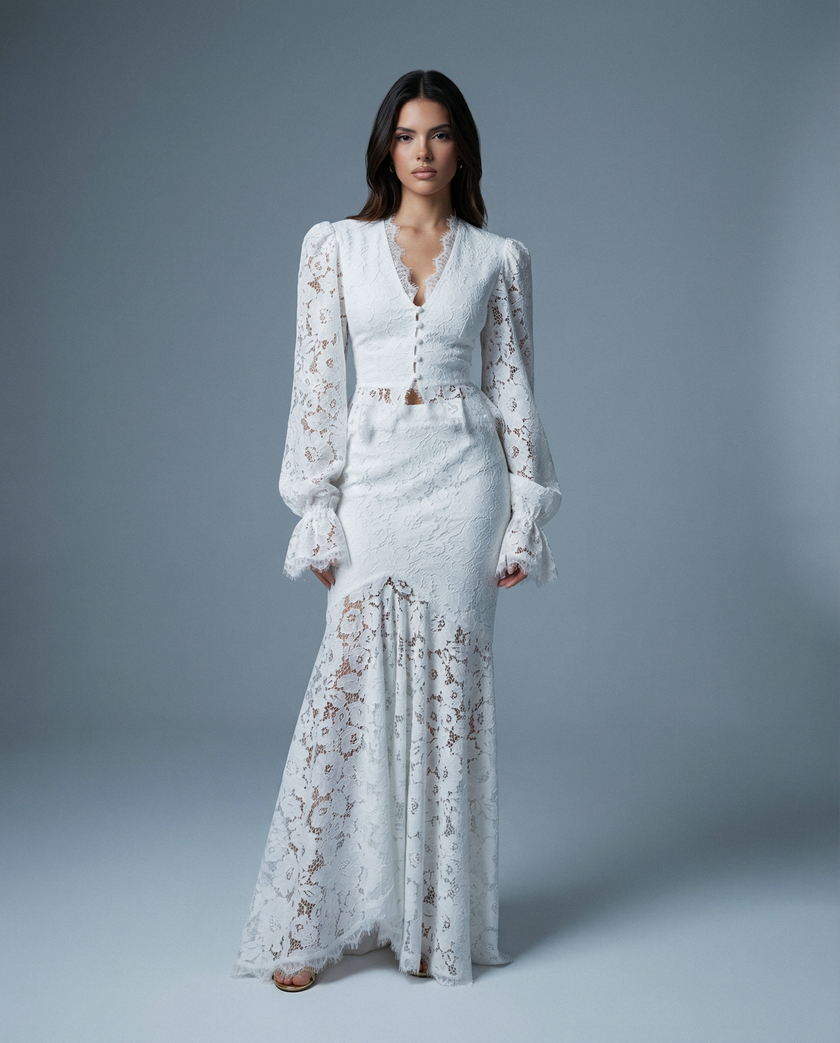 Elara Sculpted Lace Mermaid Gown NOJESSIA
