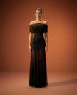 Ruched Mesh Gown Off shoulder