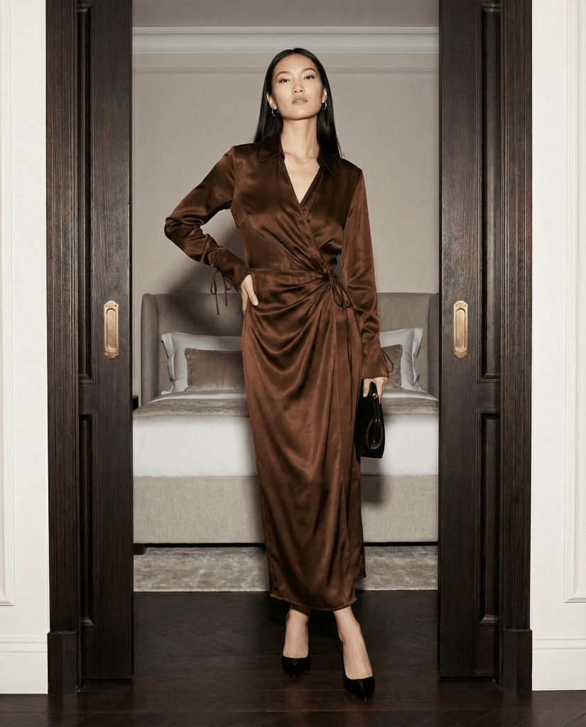 Sculpt Wrap Midi Silhouette - coffee | NOJESSIA