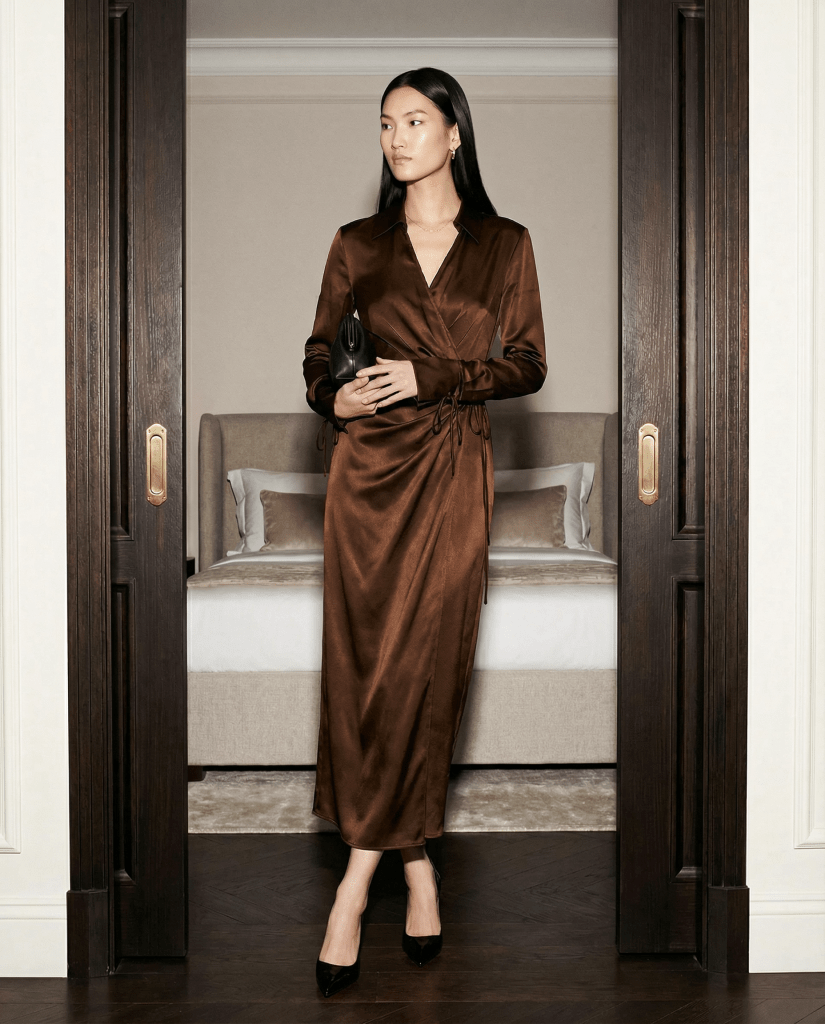 Sculpt Wrap Midi Silhouette - coffee | NOJESSIA