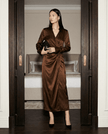Sculpt Wrap Midi Silhouette - coffee | NOJESSIA