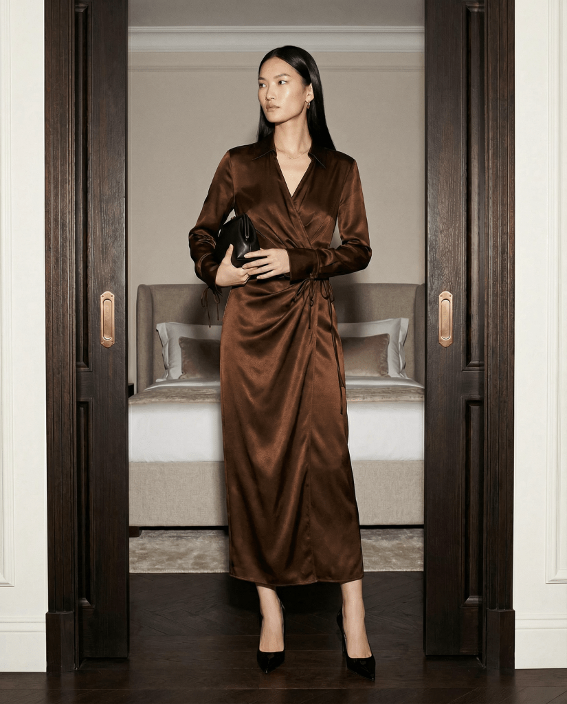 Sculpt Wrap Midi Silhouette - coffee | NOJESSIA