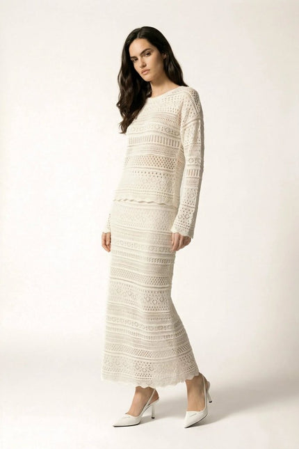Serene Ivory Knit Dress - ivory | NOJESSIA
