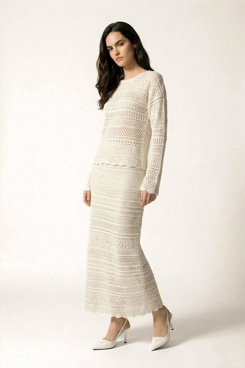 Serene Ivory Knit Dress - ivory | NOJESSIA