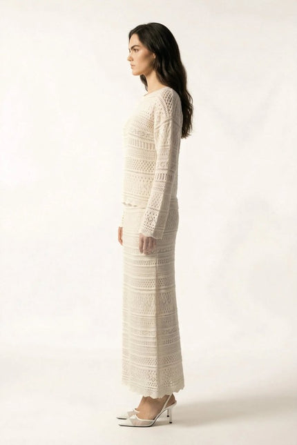Serene Ivory Knit Dress - ivory | NOJESSIA