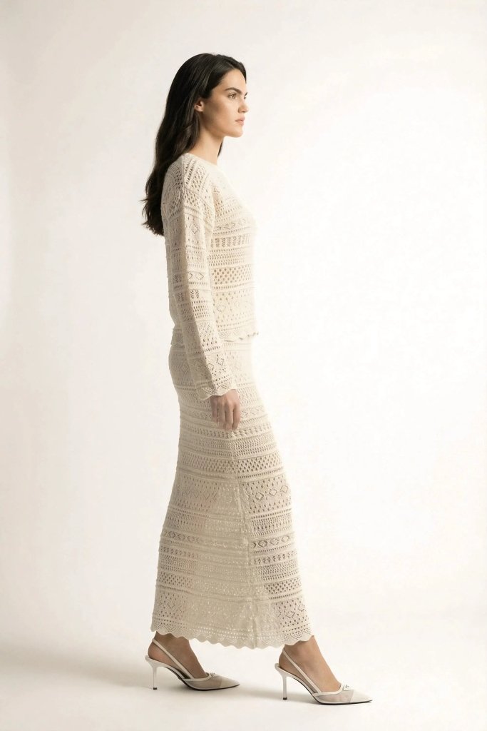 Serene Ivory Knit Dress - ivory | NOJESSIA