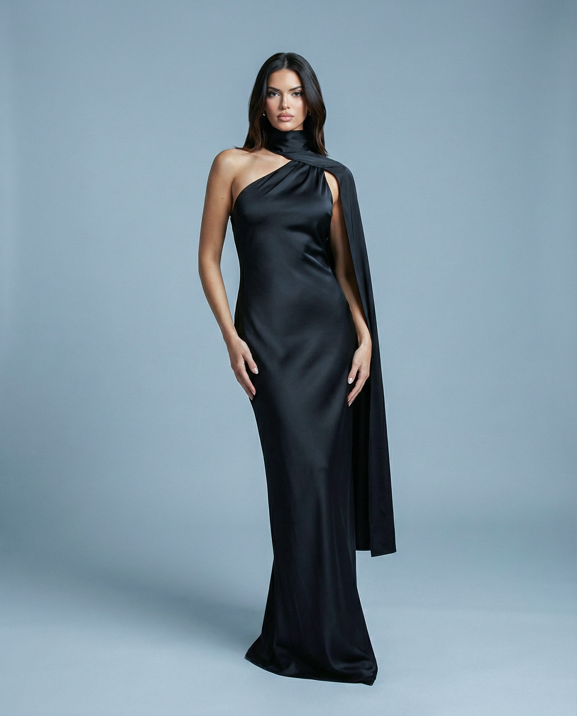 Elyra Asymmetric Drape Gown
