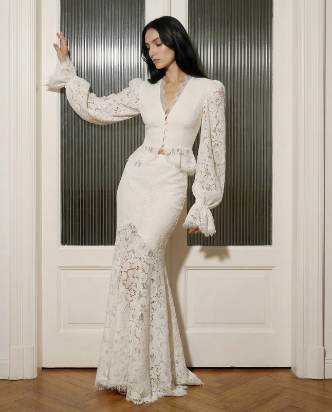 Elara Sculpted Lace Mermaid Gown NOJESSIA