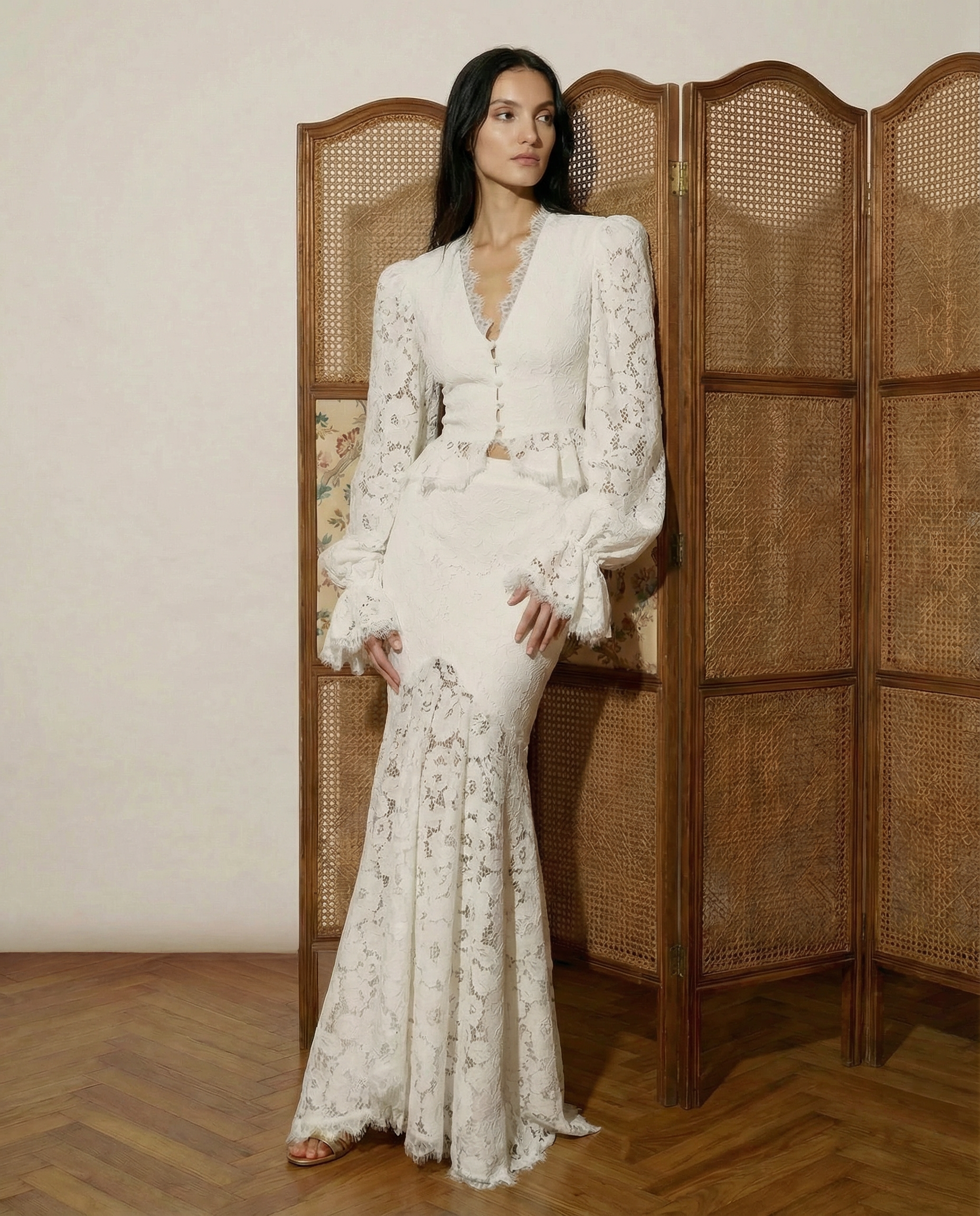 Elara Sculpted Lace Mermaid Gown