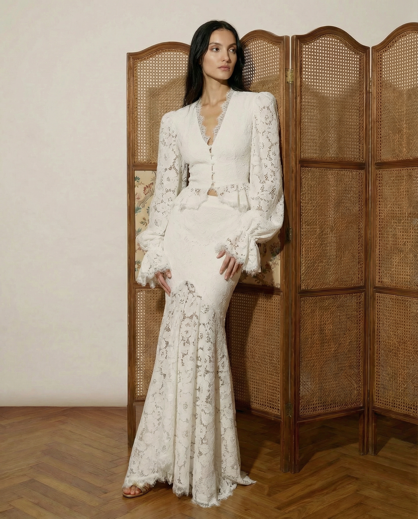 Elara Sculpted Lace Mermaid Gown NOJESSIA